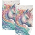 thumbnail image 1 of Coolnut Bathroom Hand Towels Set of 2 Portrait Unicorn Floral Print, Cotton Bath Towels Thin Water Absorbent Lightweight Quickdry for Bathroom Ktichen Travel Gym, 16"×28", 1 of 6