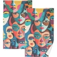 thumbnail image 1 of Coolnut Bathroom Hand Towels Set of 2-Abstract Human Faces, Cotton Bath Towels Lightweight Quickdry for Bathroom Ktichen Travel Gym, 16"×28", 1 of 6