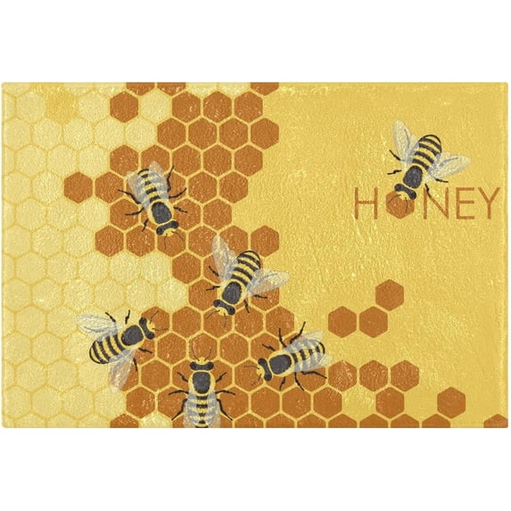 Coolnut Bathroom Rug Mat Honey Bee Bath Mat Super Soft Absorbent Plush Shaggy Bath Rugs Non Slip Quick Dry Bath Carpet for Bathroom Floor Tub Shower, 24x16 Inches Home Decor Gifts