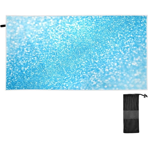 Coolnut Beach Towels Blue Glitter Camping Towels Sparkle Sand Free Beach Towel, 30"x60" Large Beach Towels Quick Dry Bath Travel Towels Pool Yoga Beach Mat for Men Women