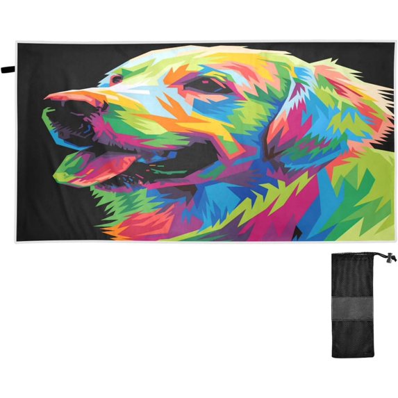 Coolnut Beach Towels Colorful Dog Camping Towels Animal Sand Free Beach Towel, 30"x60" Large Beach Towels Quick Dry Bath Travel Towels Pool Yoga Beach Mat for Men Women