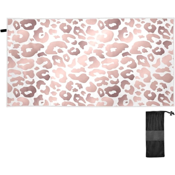 Coolnut Beach Towels Rose Gold Leopard Camping Towels Animal Sand Free Beach Towel, 30"x60" Large Beach Towels Quick Dry Bath Travel Towels Pool Yoga Beach Mat for Men Women