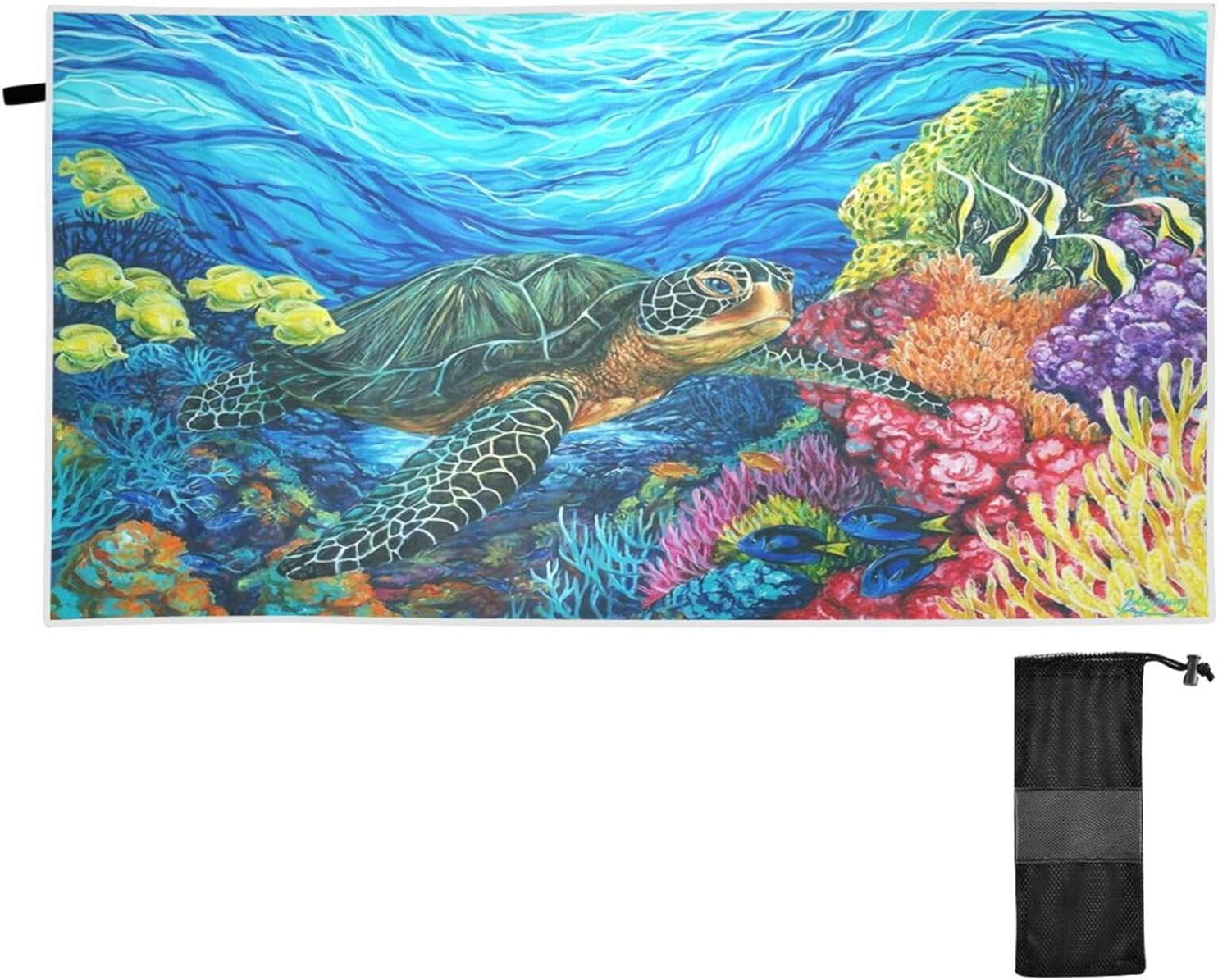 Coolnut Beach Towels Sea Turtle Camping Towels Tropical Coral Reef Sand
