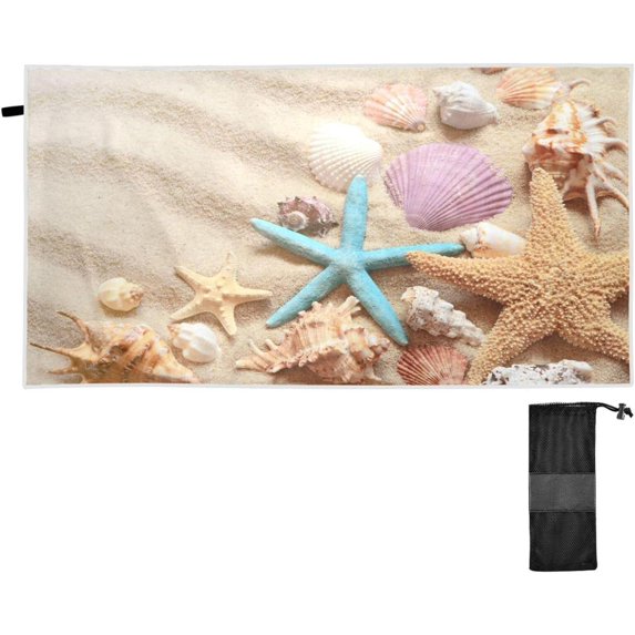 Coolnut Beach Towels Seashells Starfish Summer Beach Camping Towels Tropical Sea Sand Sand Free Beach Towel, 30"x60" Large Beach Towels Quick Dry Bath Travel Towels Pool Yoga Beach Mat for Men Wome