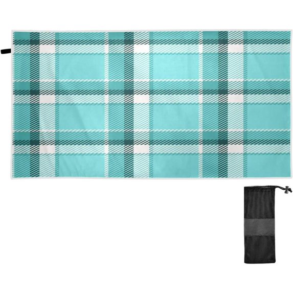 Coolnut Beach Towels Tartan Camping Towels Sand Free Beach Towel, 30"x60" Large Beach Towels Quick Dry Bath Travel Towels Pool Yoga Beach Mat for Men Women