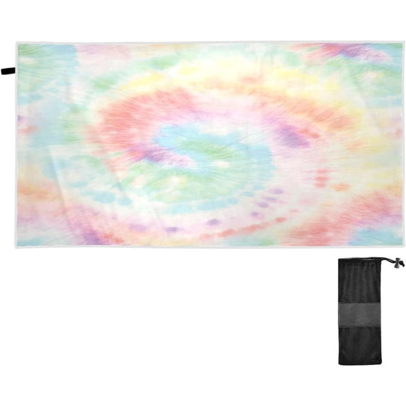 Coolnut Beach Towels Tie Dye Camping Towels Swirl Sand Free Beach Towel, 30"x60" Large Beach Towels Quick Dry Bath Travel Towels Pool Yoga Beach Mat for Men Women
