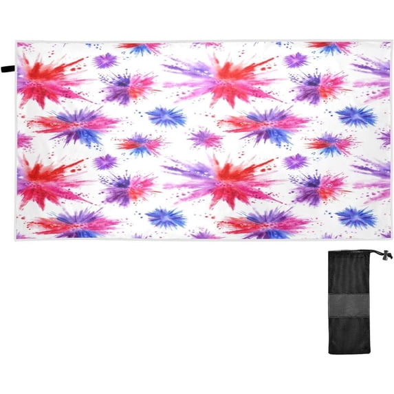Coolnut Beach Towels Tie Dye Camping Towels Watercolor Spots Sand Free Beach Towel, 30"x60" Large Beach Towels Quick Dry Bath Travel Towels Pool Yoga Beach Mat for Men Women