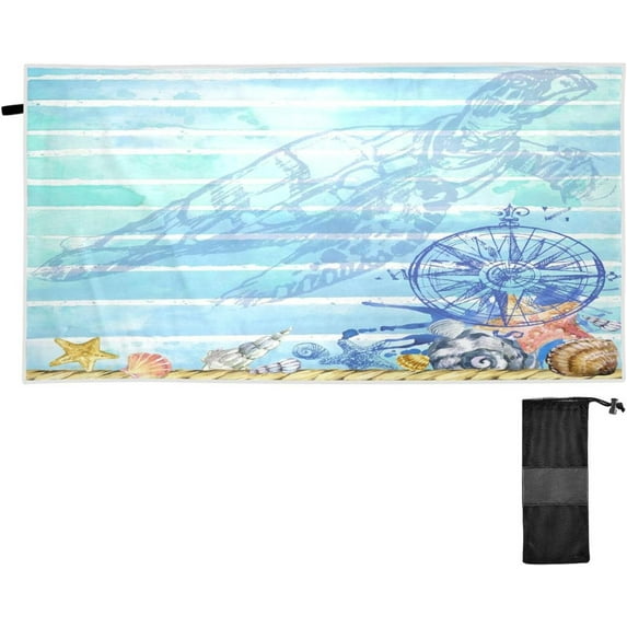 Coolnut Beach Towels Watercolor Animal Sea Camping Towels Summer Sand Free Beach Towel, 30"x60" Large Beach Towels Quick Dry Bath Travel Towels Pool Yoga Beach Mat for Men Women