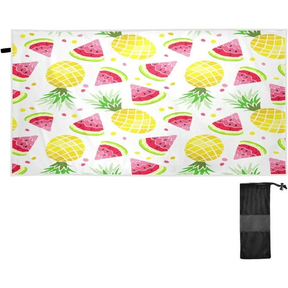 Coolnut Beach Towels Watermelon Pineapple Camping Towels Sand Free Beach Towel, 30"x60" Large Beach Towels Quick Dry Bath Travel Towels Pool Yoga Beach Mat for Men Women