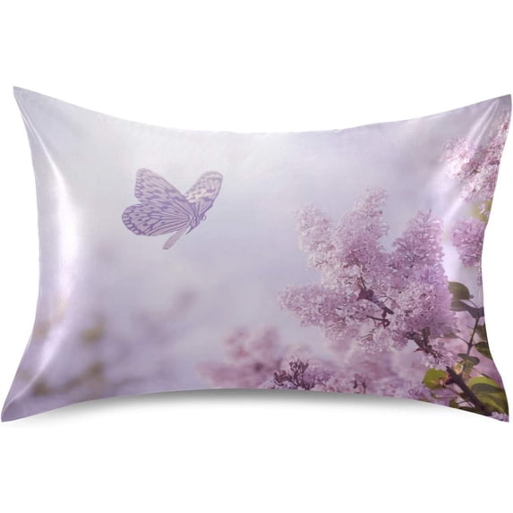 Coolnut Beautiful Butterflies Satin Pillowcase for Hair and Skin Silk Pillowcase, Queen Size(20x30 inches) - Slip Cooling Satin Pillow Covers with Envelope Closure Home Decor Gifts