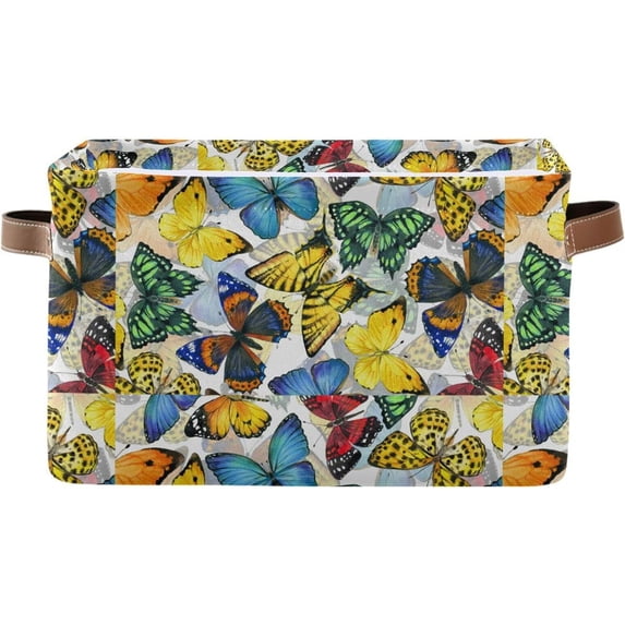 Coolnut Beautiful Butterfly Foldable Canvas Storage Bin, Sturdy Fabric Storage Basket with Handles, Storage Cube Box for Organizing Shelf Nursery Toy Closet 1PCS#17 Home Decor
