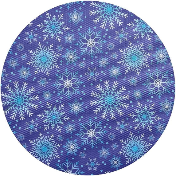 Coolnut Beautiful Christmas Snowflakes Placemats Set of 1 Non-Slip Heat Resistant Dining Table Place Mats Washable Kitchen PVC Weave Table Mats Home Decor Gifts