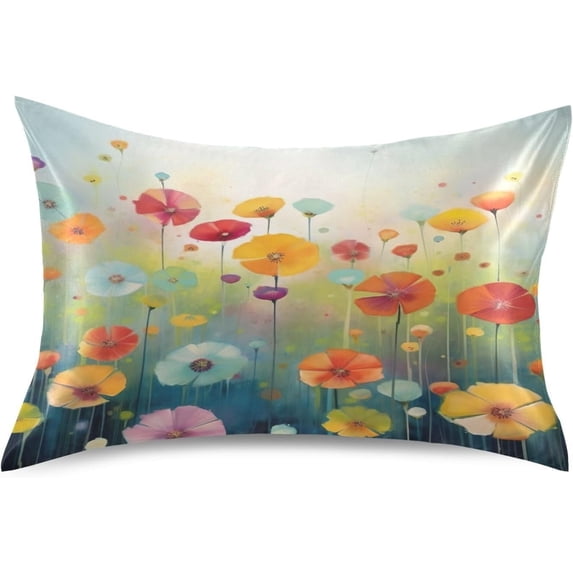 Coolnut Beautiful Colorful Wildflowers (3) Pillowcase for Hair and Skin Silk Pillowcase King Size 20 ×40In, Soft and Breathable Slippery Satin Pillowcase Covers for Sleep Decor Giftsation 400