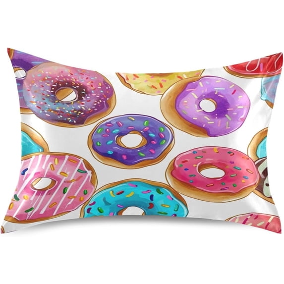 Coolnut Beautiful Donut Cake Pillowcase for Hair and Skin Silk Pillowcase Standard Size 20 ×26Inn, Soft and Breathable Slippery Satin Pillowcase Covers for Sleep Decor Giftsation 406