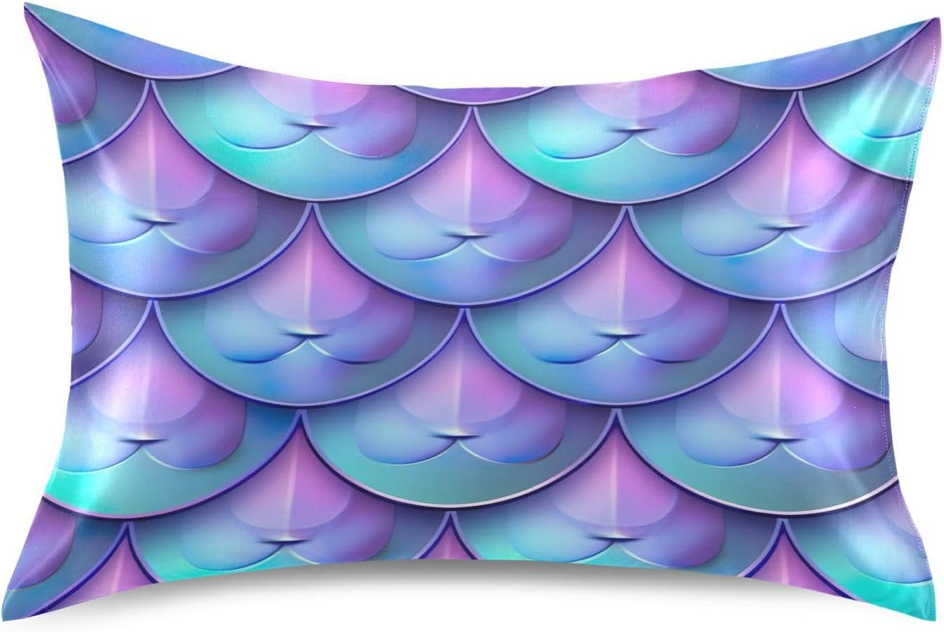 Coolnut Beautiful Mermaid Scales Pillowcase for Hair and Skin Silk Pillowcase King Size 20 ×40In
