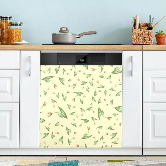 Coolnut Beautiful Plant Leaves Dishwasher Magnet Cover for The Front Door,Reusable Refrigerator Door Decor Magnet Sticker for Kitchen Home Decor 23" x 26"