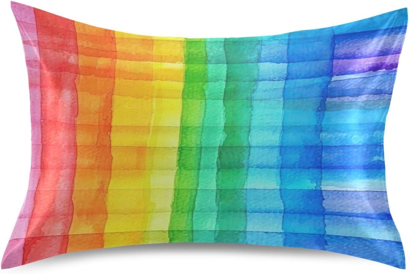 Coolnut Beautiful Rainbow Stripes Pillowcase for Hair and Skin Silk Pillowcase King Size 20 ×