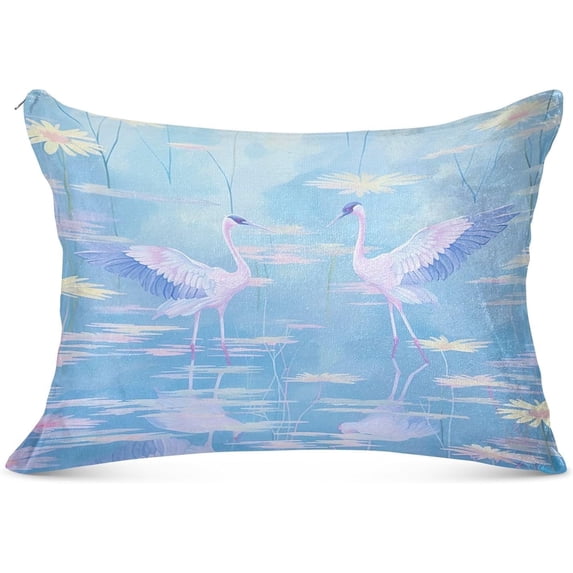 Coolnut Beautiful Red Crowned Crane Plush Pillow Case, Zippered Bed Pillow Pillowcases, Super Soft and Cozy Pillowcase Covers for Sleep Decor Giftsation - Queen Size 20x30in