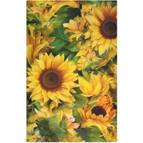 Coolnut Beautiful Sunflowers Kitchen Towels, 18 x 28 Inch Super Soft and Absorbent Dish Cloths for Washing Dishes, 1 PCS Reusable Multi-Purpose Microfiber Hand Towels for Kitchen