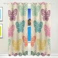 thumbnail image 1 of Coolnut Beige Sketch Butterflies Thermal Insulated Blackout Grommet Printed Window Curtain - 84x55 in - 100% Polyester 2 Panels, Symmetry, 1 of 6