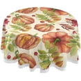 thumbnail image 1 of Coolnut Berries Thanksgiving Pumpkins Round Tablecloth 60", Waterproof Stain and Wrinkle Resistant Washable Decorative Table Covers for Kitchen Dining Party Christmas Decor, 1 of 7