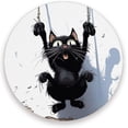 thumbnail image 1 of Coolnut Black Cat on Wall Coaster, Drinks Round Absorbent Stone Set with Ceramic Stone and Cork Base, Tabletop Protection Mats and Cups Place for 2PCS Home Decor, 1 of 6