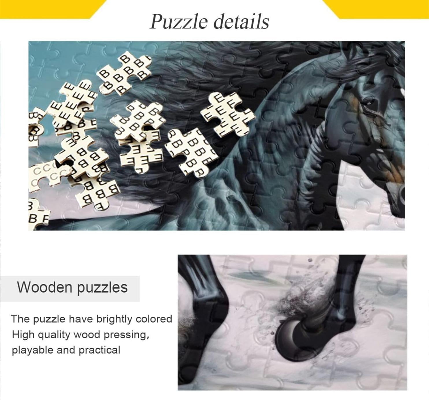 Coolnut Black Horse Puzzles for Adults and Kids 1000 Pieces, Wooden