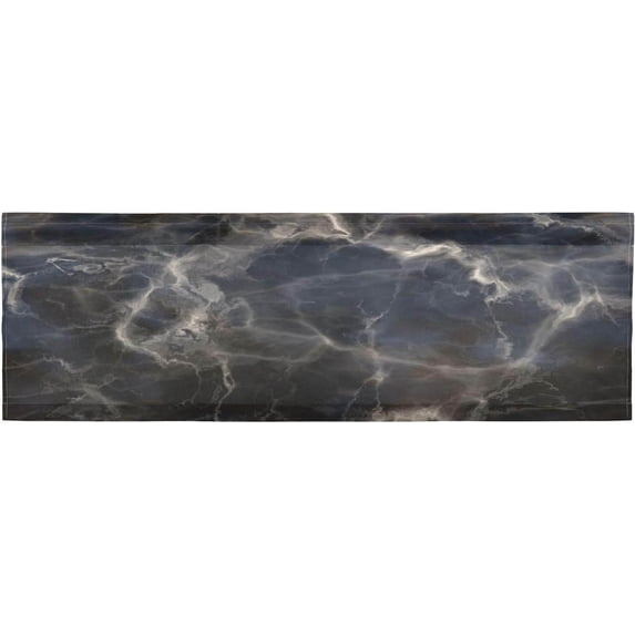 Coolnut Black Marble Valance Curtains for Kitchen or Bathroom, 54x18in Valances Window Treatment Rod Pocket Drape Light Filtering Living Room Bedroom Decor