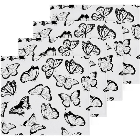 Coolnut Black White Butterfly Washcloths Towels, Highly Absorbent and Soft Cotton Face Cloths, 6 Pack Quick Dry Wash Cloths - 12 X 12 Inches Washcloth Gift