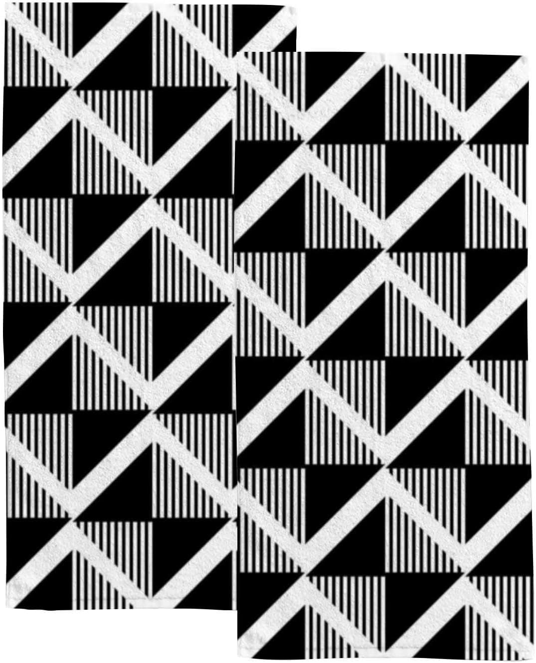 Coolnut Black and White Geometric 2 Pack Hand Towels Soft Cotton ...