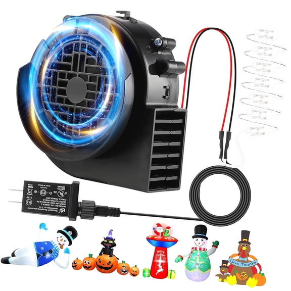 Coolnut Blower Fan for Inflatables, 1.2A Air Blower with 7 Strings and 1.5A Adapter for Christmas Thanksgiving Yard Inflatables Decorations