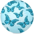thumbnail image 1 of Coolnut Blue Butterfly Round Placemats Waterproof Non-Slip Washable Place Mats Polyester Table Mats Set of 1 Heat Resistant for Home Kitchen Holiday Party Home Decor Gifts, 1 of 7