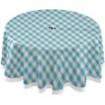 thumbnail image 1 of Coolnut Blue Checkered Fabric Texture Round Tablecloth 60", Waterproof Round Table Cloths with Umbrella Hole and Zipper for Outdoor Backyard /BBQ/Picnic, 1 of 7