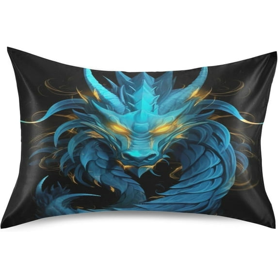 Coolnut Blue Dragon Pillowcase for Hair and Skin Silk Pillowcase King Size 20 ×40In, Soft and Breathable Slippery Satin Pillowcase Covers for Sleep Decor Giftsation 632