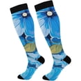 thumbnail image 1 of Coolnut Blue Flowers Compression Socks Women Men Knee High Stockings 1Pair for Sports, Running, Travel35 Gift, 1 of 7