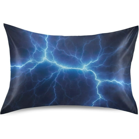 Coolnut Blue Lightning Pillowcase for Hair and Skin Silk Pillowcase King Size 20 ×40In, Soft and Breathable Slippery Satin Pillowcase Covers for Sleep Decor Giftsation 652