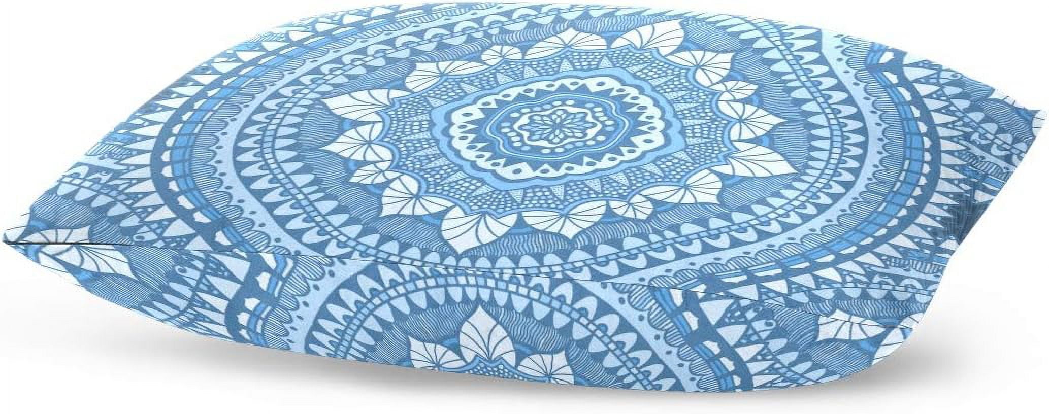 Coolnut Blue Ornaments Velvet Oblong Lumbar Plush Throw Pillow Cover