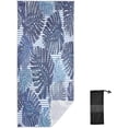 thumbnail image 1 of Coolnut Blue Palm Leaves Stripe Microfiber Beach Towel 60x30in,Oversized Lightweight Sand Free Towels Travel Swim Pool Yoga Gym Camping for Adults Women Men Beach Essentials Accessories, 1 of 6