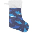 thumbnail image 1 of Coolnut Blue Swiming Shark Christmas Stockings, Personalized Large Christmas Stocking, Cute Snowflake Stockings 18" Xmas Stocking for Xmas Decorations Xmas Gifts, 2PCS, 1 of 7