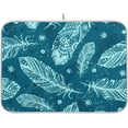 thumbnail image 1 of Coolnut Blue Vintage Feather Dish Drying Mat for Kitchen, 18 x 24 Inch Microfiber Absorbent Dish Drying Pad, Machine Washable Kitchen Counter Protect Mats, 1 of 7