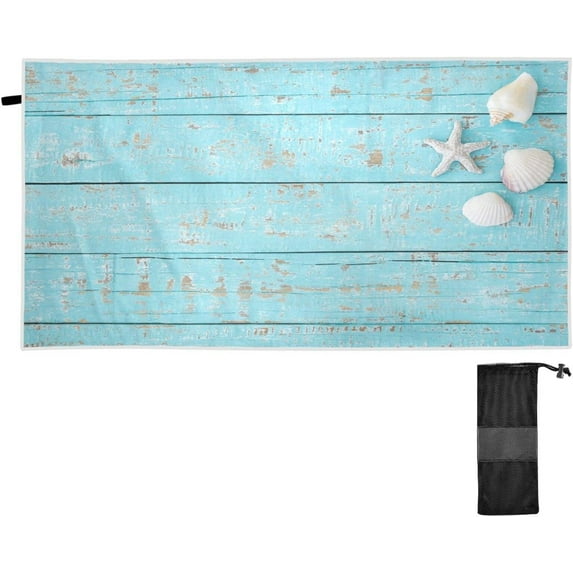 Coolnut Blue Vintage Wooden Starfish Beach Towel Super Soft Microfiber Sand Free Beach Towels, Oversized Camping Pool Towel, Lightweight, Breathable & Quick Dry Towels, 31x71in Washcloth Gift