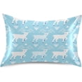 thumbnail image 1 of Coolnut Blue Winter Reindeer Satin Pillowcase for Hair and Skin Silk Pillowcase, Standard Size(20x26 inches) - Slip Cooling Satin Pillow Covers with Envelope Closure（126） Home Decor Gifts, 1 of 7