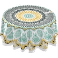 thumbnail image 1 of Coolnut Bohemia Round Tablecloth, Wrinkle Free Soft Table Cloth with Lace, 60 Inch Table Cover for Kitchen Dining Tables, Hotels, Banquets, Camping Parties House Decor, 1 of 7