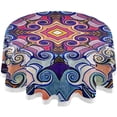 thumbnail image 1 of Coolnut Bohemia Round Tablecloth, Wrinkle Free Soft Table Cloth with Lace, 60 Inch Table Cover for Kitchen Dining Tables, Hotels, Banquets, Camping Parties House Decor, 1 of 7