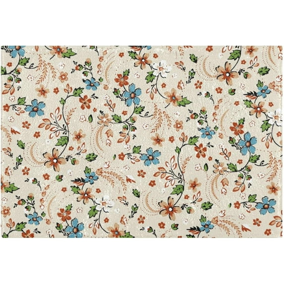 Coolnut Bohemian Flowers Bathroom Rug Rectangular Bath Mat Non Slip Bath Rugs Absorbent Shaggy Bathmats for Sink Shower 16" x 24" Home Decor