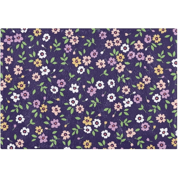 Coolnut Bohemian Flowers Purple Bathroom Rug Rectangular Bath Mat Non Slip Bath Rugs Absorbent Shaggy Bathmats for Sink Shower 16" x 24" Home Decor