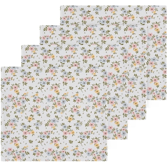 Coolnut Boho Flowers Washcloths Towels, Highly Absorbent and Soft Cotton Face Cloths, 4 Pack Quick Dry Wash Cloths - 12 X 12 Inches Washcloth Gift