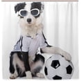 thumbnail image 1 of Coolnut Border Collie in Soccer Outfit Bath Shower Curtain Liners 72x72in 100% Polyester Waterproof with Curtain Hook, 1 of 6