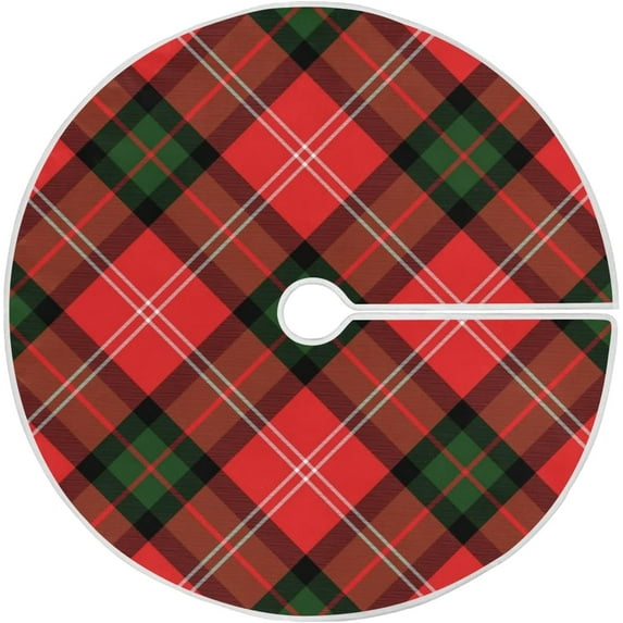 Coolnut Buffalo Plaid Christmas Tree Skirt Home Decoration Large Round Christmas Tree Skirt for Holiday Party Home Christmas Day Ornaments,47.2"