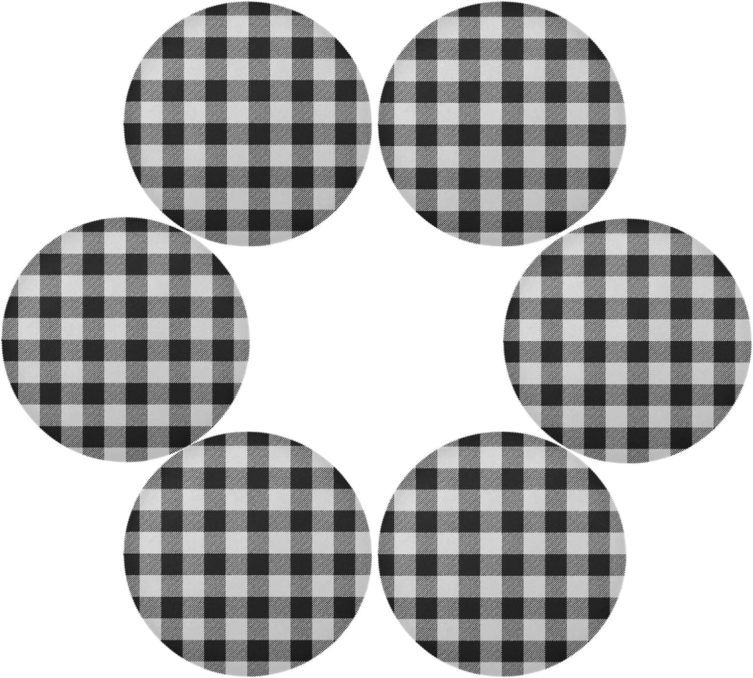 Coolnut Buffalo Plaid Round Placemats Durable NonSlip Table Mat Heat